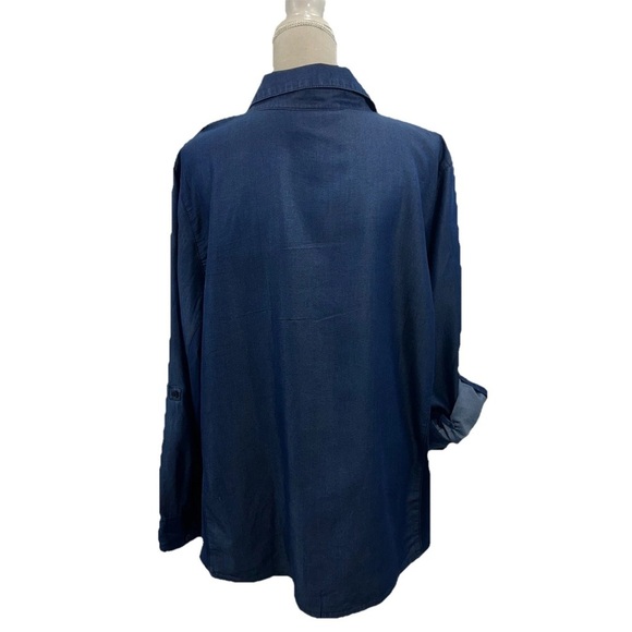 Ashley Stewart Denim Button-Up Shirt - Picture 3 of 7